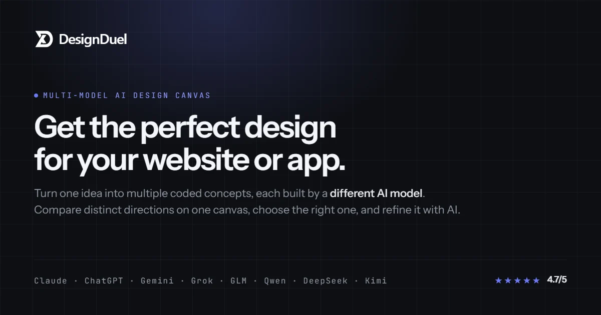 DesignDuel — compare website concepts built by different AI models, built by OGP Labs